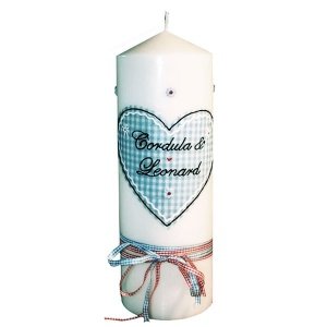 Hochzeitskerze Herzig, hellblau, persona