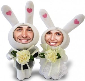 Hochzeitspaar Foto-Stoffpuppen