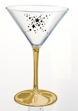 Hollywood Martiniglas Plastik gold Dekor