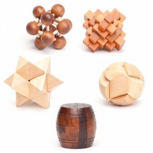 Holz Knobelspiele IQ-Genie 5er Set