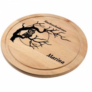 Holzbrettchen *Eule* rund mit Gravur
