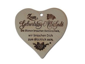 Holzherz als Schild zum Geburtstag alles