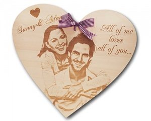 Holzherz mit Foto und Wunschgravur