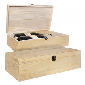 Holzkiste mit Deckel und Scharnier 2er