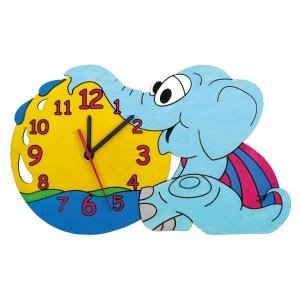 Holzuhr ? Motiv Elefantenbaby von Merten