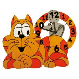 Holzuhr - Motiv Katze von Mertens