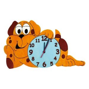 Holzuhr mit Motiv Hund von Mertens