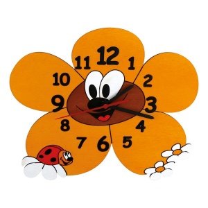 Holzuhr mit Motiv Margerite von Mertens