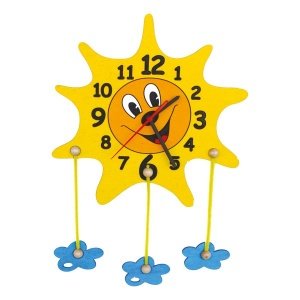 Holzuhr mit Motiv Sonne von Mertens