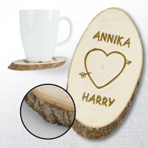 Holzuntersetzer mit Gravur - Herz