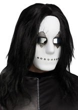 Horror-Puppe Halloween-Maske weiss-grau