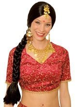 Inderin Zopf-Perücke Indianerin schwarz