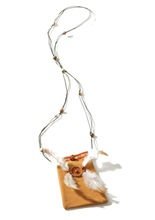 Indianer Beutel Tasche Wildleder braun-w