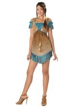 Indianerin Western Kostüm braun-blau