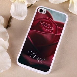iPhone 4(s) Case in weiß mit Rose und Na