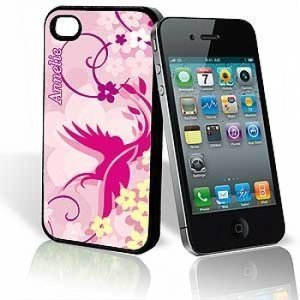 iPhone®-Cover 4/ 4S Bird rosa mit Namen