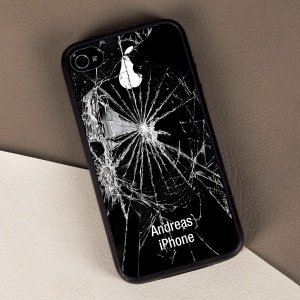 iPhone Cover zerbrochenes Glas mit Wunschtext