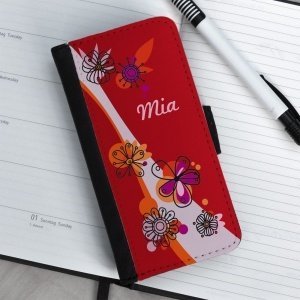 iPhone Flipcase mit Blumenaufdruck und N