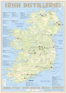 Irish Distilleries - Tasting Map: Irish Whiskey Distilleries Map