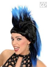 Irokese Punk-Perücke schwarz-blau