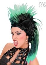 Irokese Punk-Perücke schwarz-grün