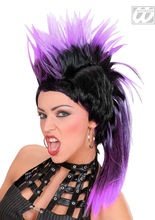 Irokese Punk-Perücke schwarz-lila
