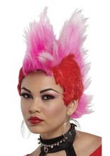 Irokesen Punk Perücke pink-rot