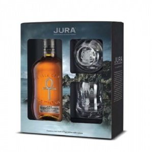 Isle of Jura Superstition Geschenkset mit 2 Tumblern Single Malt Scotch Whisky 43% 0,7l Flasche