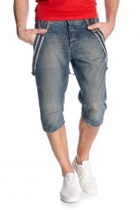 Jeans-Bermuda + Träger