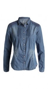 Jeansbluse mit Spitze