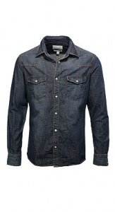 Jeanshemd mit Fischgratstruktur