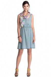 Jeanskleid m. Ajourstrick