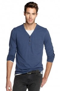 Jersey Henley mit Patches