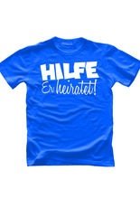 JGA T-Shirt Hilfe - Er heiratet! blau
