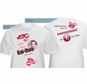 Junggesellenabschieds Shirt Küssen mit F