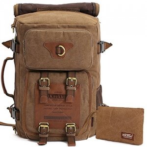 KAUKKO Leinwand Vintage Laptop Umhängetasche Herren Wandern Outdoor Rucksack Fit to 13-14 Inches mi