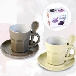 Kaffee-Set creme/ braun