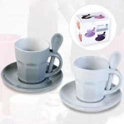 Kaffee-Set grau/ weiss