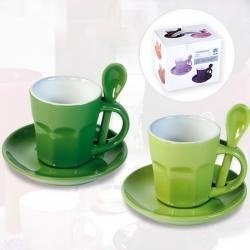 Kaffee-Set grün/ dunkelgrün