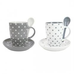 Kaffeetasse Puntini grau weiß
