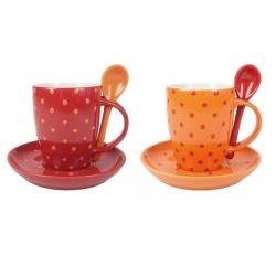 Kaffeetasse Puntini rot orange