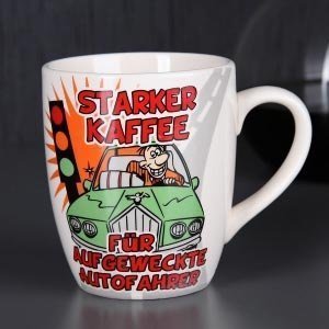 Kaffeetasse für aufgeweckte Autofahrer