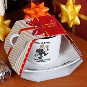 Kaffeetasse mit Untersetzer Happy Birthd