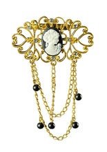 Kamee-Brosche weiss-gold