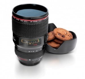Kameraobjektiv Kaffeebecher