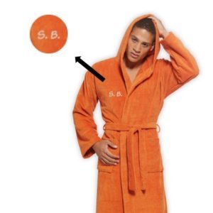 Kapuzen-Bademantel mit Bestickung