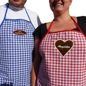 Karo-Kochschürze mit Ihrem Namen