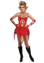 Karo-Königin Damenkostüm Märchen rot-gol