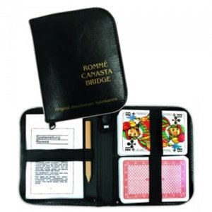 Kartenspielset im Lederfaser-Etui