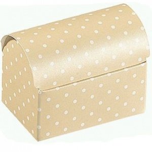 Kartonage Truhe, caramel mit Tupfen